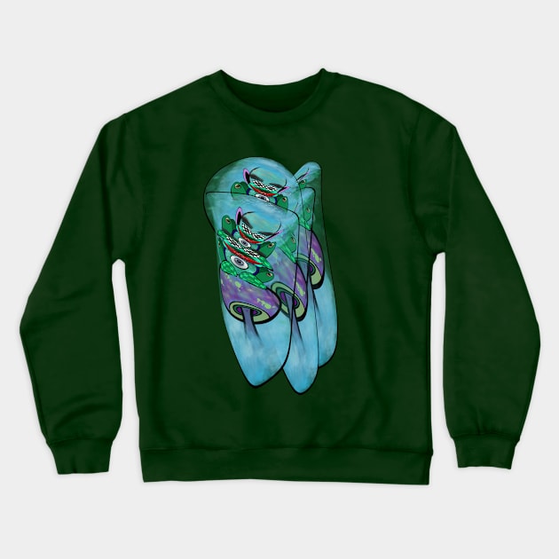 Trippy Frog on Mushroom Crewneck Sweatshirt by Zenferren